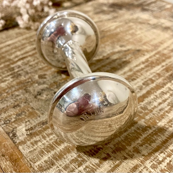 Silverplated Baby Rattle - 1980s Gorham - Baby Photo Prop - Engraved - Picture 13 of 14